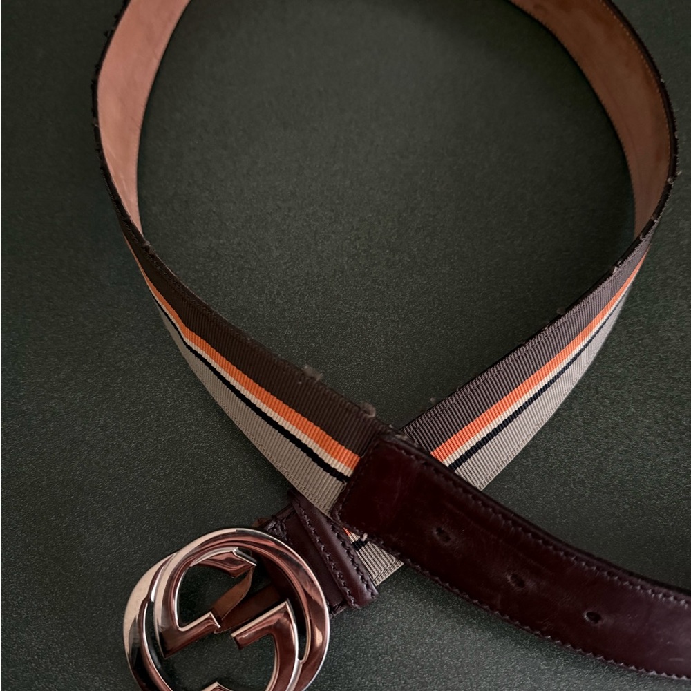 Gucci Belt with Brown and Orange Stripes